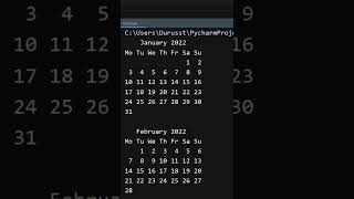 make calendar of whole year in python