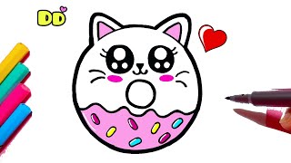 How to draw cute Kawaii DONUT | Como desenhar DONUT Kawaii | DONUTS DRAWINGS | ❤  Drawing to Draw