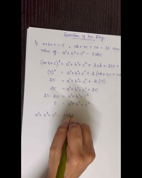 If a+b+c= 5, ab+bc+ca=10 then find a3+b3+c3-3abc Class 9 maths ...