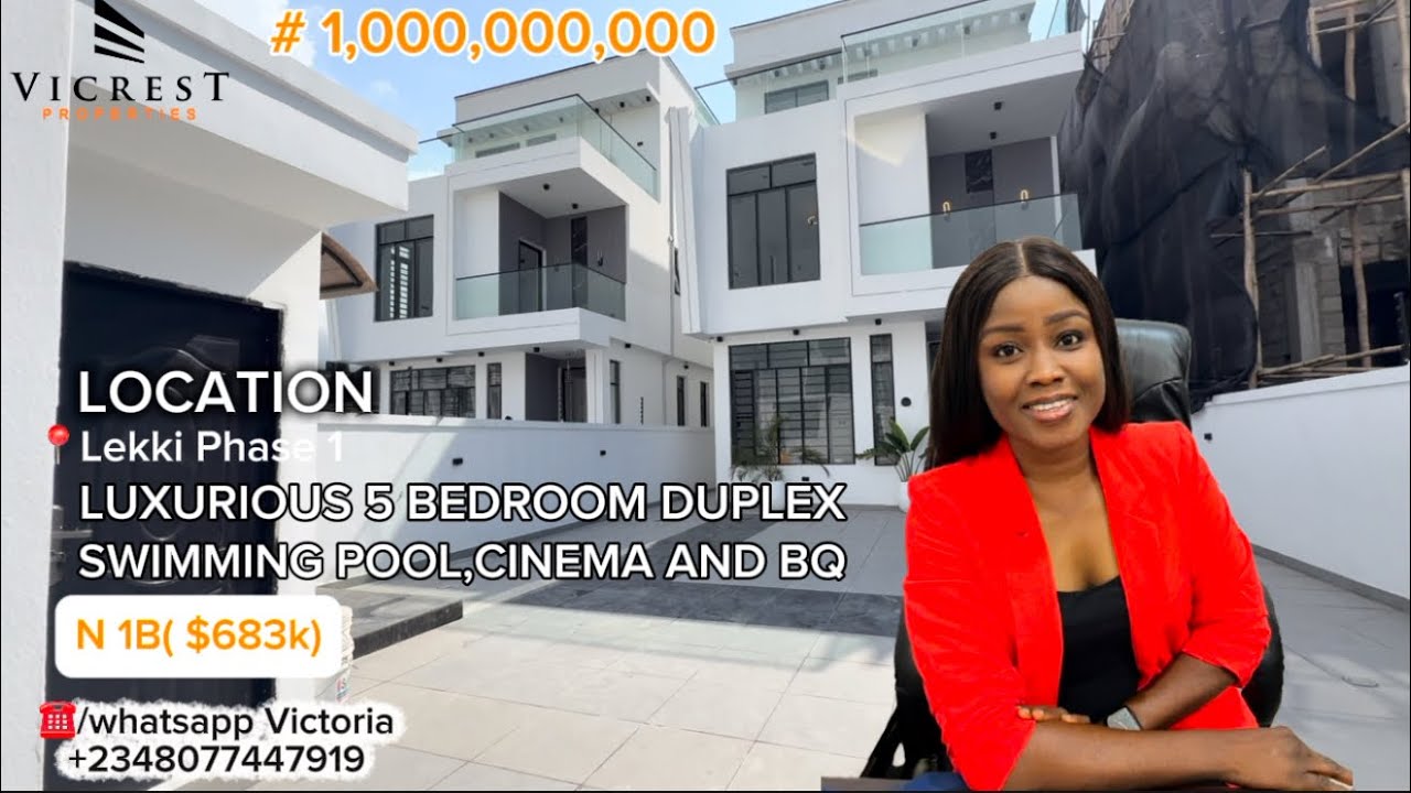 House for sale in Lekki Lagos Nigeria:Luxury 5bedroom  detached duplex pool  Bq in Lekki Phase 1 N1B