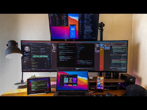 My iOS development desk setup ultra-wide & 4k