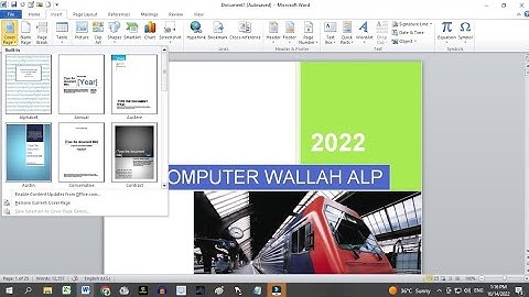 Cover Page In Insert Tab ll Ms Word Me Cover Page Ka Use  #computerwallahalp #computer2022 #msword
