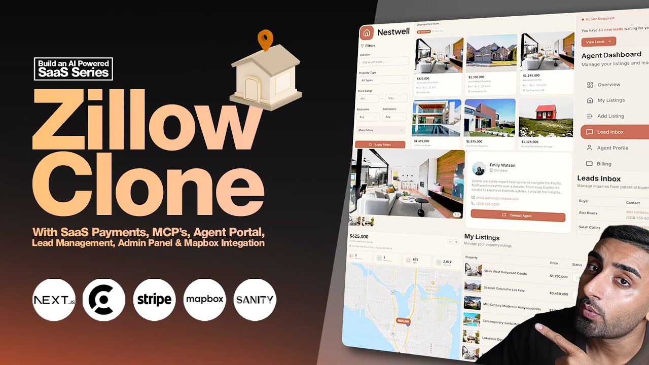 🔴 Lets build a Zillow Clone Marketplace with Next.js 16 (Cursor, Sanity, Clerk Billing, Mapbox, MCP)