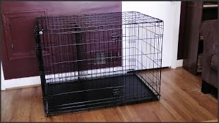 Tips on how to setup a folding double door dog crate. Crate is model number 1542DD, made by MidWest Homes For Pets, and 