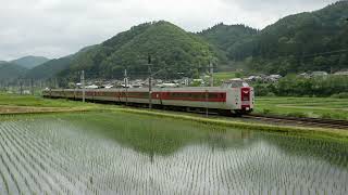 伯備線・特急やくも381系・田植えの頃をゆく3（後追い）