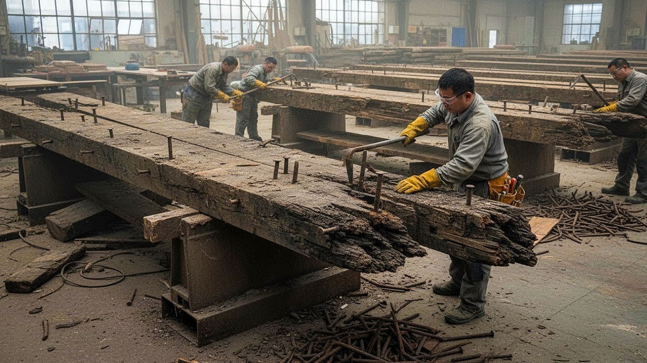 The Incredible Process of Turning Old, Hard, Nail-Filled Wood into Unique High-Value Furniture