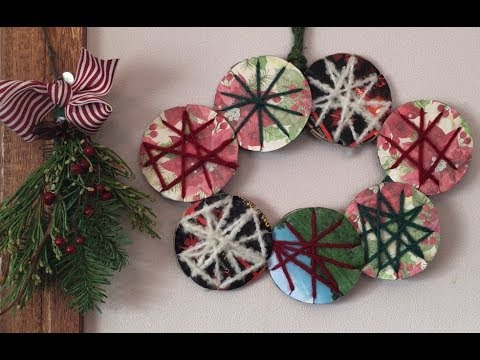 台紙を使った毛糸の飾り 作り方 5 クリスマス オーナメント Diy Tutorial A String Art Ornament Christmas 414 Youtube