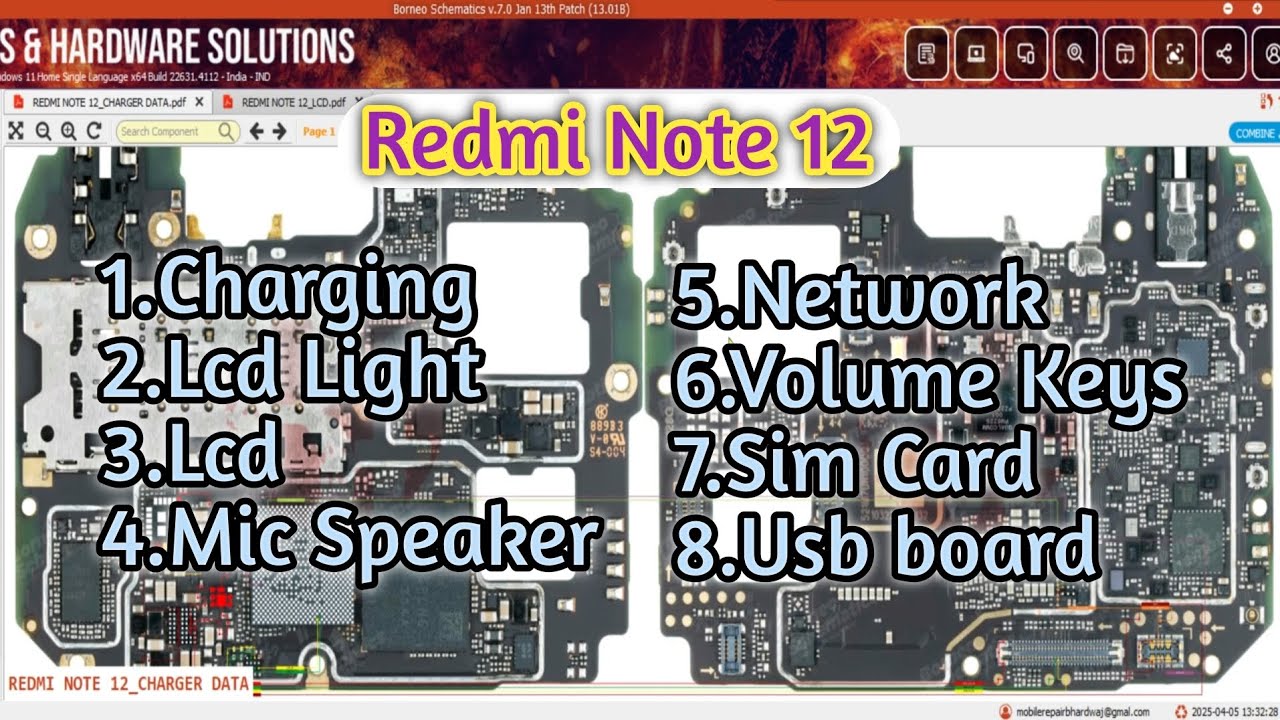 Redmi Note 12 Charging, Lcd Light, Lcd, Mic Speaker, Network, Volume ...