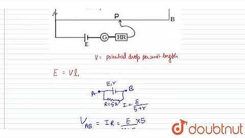 In a potentiometer experiment it is found that no current passes through the galvanometer when t...