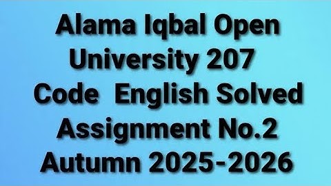 AIOU Code 207 Solved Assignment No.2 Autumn 2025| AIOU Solved Assignment 2 Code 207 Autumn 2025|AIOU