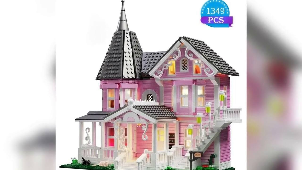 A must-have product! 1349 PCS Coralines Building Block Set Pink Palace Model Apartment Ideas Movie