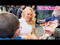 Pamela Anderson Signs Playboy Magazines For Fans While Leaving Good Morning America In New York City