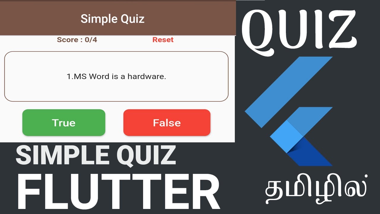 Simple True or False Quiz in Flutter | Mobile Development | Tutor Joes ...