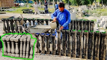Expert Men Guide to make Concrete Baluster Railing Full Process || How to make concrete railing