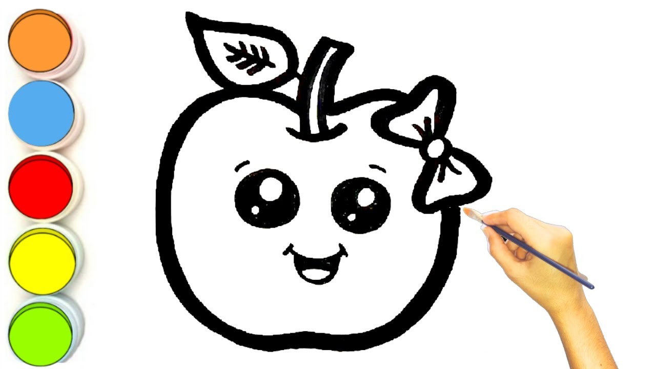 Apple 🍎 Drawing,Colouring and Painting for Kids & Toddlers | Fruit ...