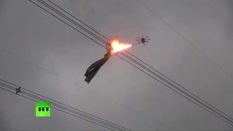 China Deploys Flamethrower Drones To Combat Electric Wire Debris