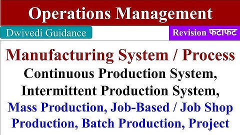 Manufacturing System, Mass Production, Batch Production, Job shop, Project, Operations Management