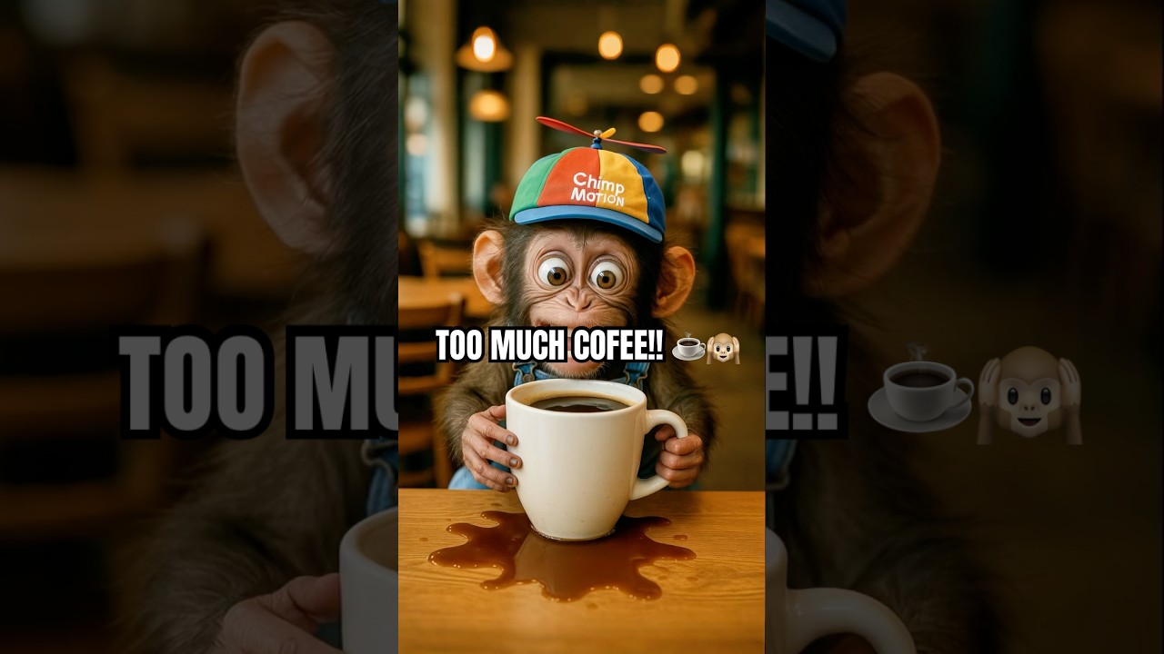 Monkey Drinks Too Much Coffee ☕🐵 | Jittery Chaos & Spinning Hat! 