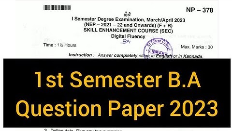 SKILL  ENHANCEMENT  COURSE      |      B.A  1st Sem  Question Paper 2023 #bangaloreuniversity #share