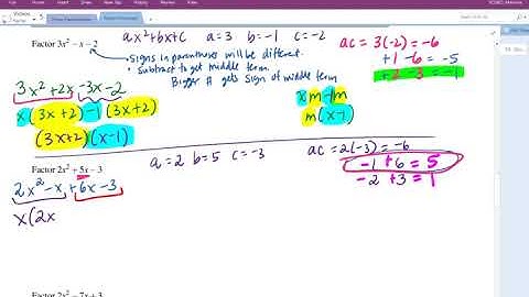 Factoring Trinomials by Grouping (ac method) -- More Examples