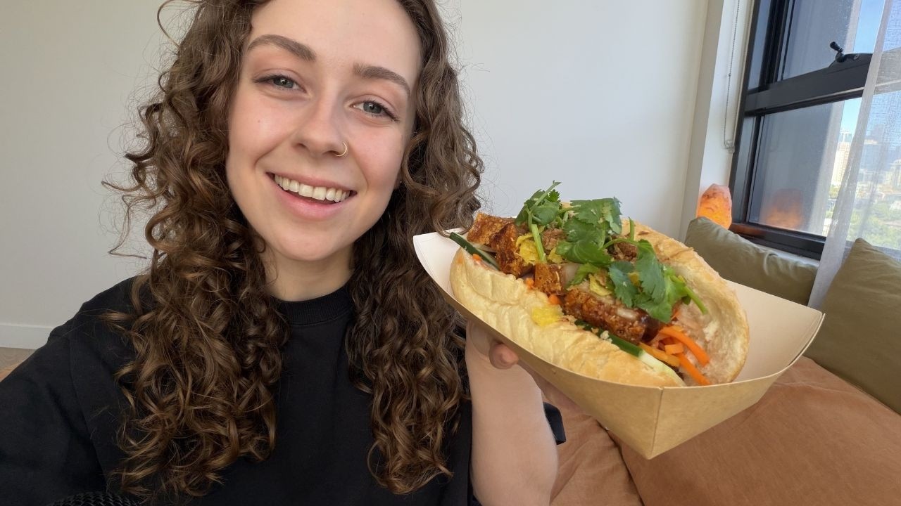 ASMR Banh Mi Mukbang and Whispers (Very Crunchy + a Little Messy 😅)