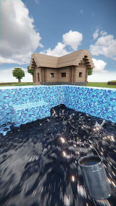 Herobrine Trapped Inside The Pool Filled With Realistic Water / Minecraft RTX #shorts #minecraft