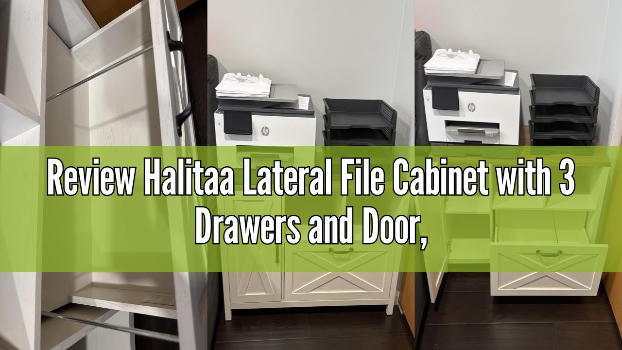 Review Halitaa Lateral File Cabinet with 3 Drawers and Door, Farmhouse File Cabinet with Adjustable