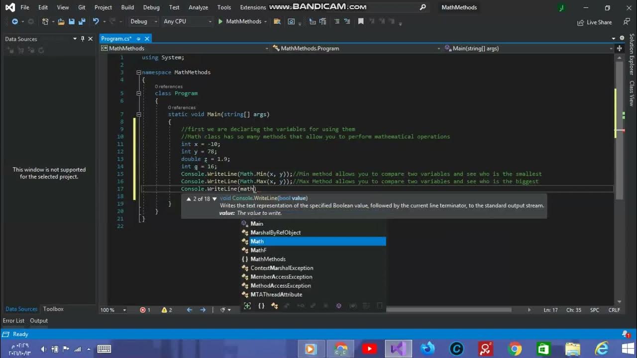 How to use Math Class Method In C# ConsoleApplication - YouTube