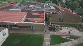 Drone video shows damage to elementary school