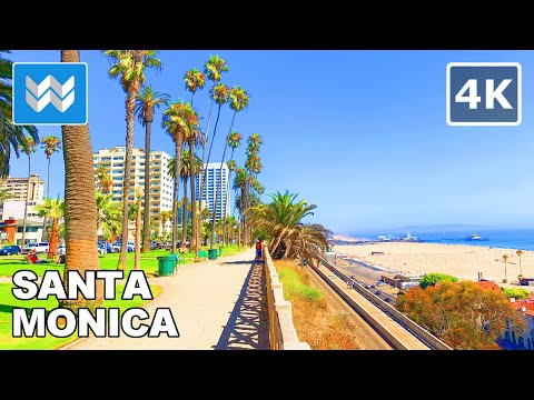 [4K] Palisades Park in Santa Monica, California USA - Walking Tour Vlog & Vacation Travel Guide 🎧