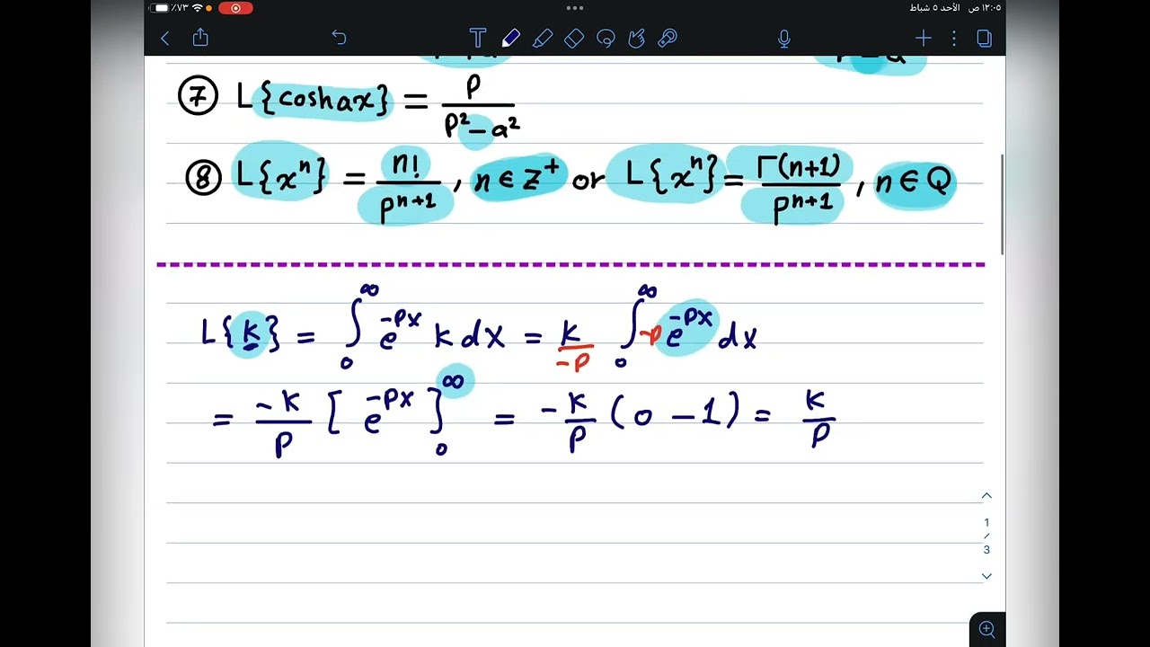 م32 / تحويل لابلاس / المعادلات التفاضلية الاعتيادية