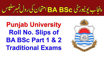 Roll Number Slips of BA BSc ADP Part 1 and 2 Annual Exams 2020 | PU Associate Degree Arts Science
