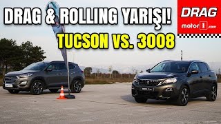 DRAG & ROLLING YARIŞI | Peugeot 3008 vs. Hyundai Tucson | Dizel Savaşı: Fransa vs. Kore