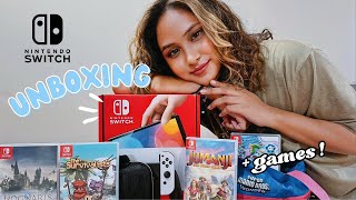 Nintendo Switch White Oled Unboxing (+ Hogwarts Legacy, Super Mario Bros Wonder, Jumanji)