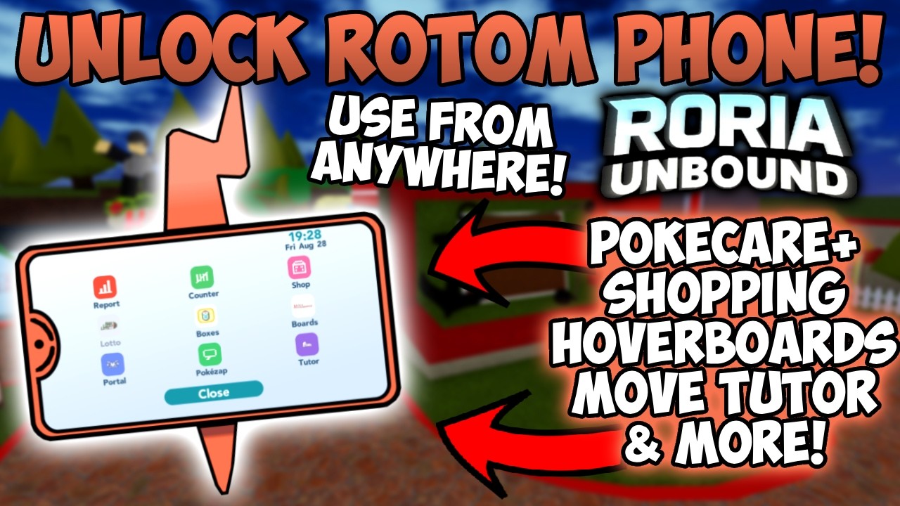 Roria Unbound gameplay thumbnail for FULL GUIDE To Unlock The ROTOM PHONE In Roblox Pokemon Brick Bronze (Roria Unbound)