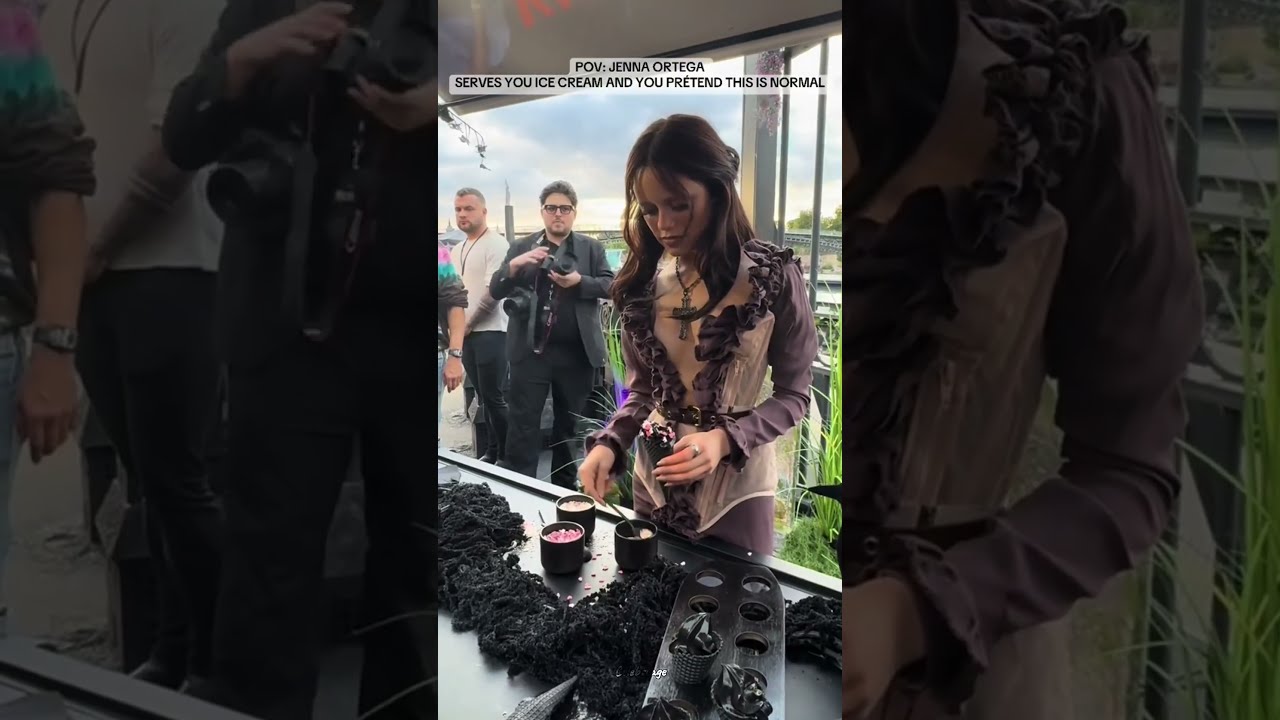 Jenna Ortega Serves Ice Cream In Full Wednesday Mode 