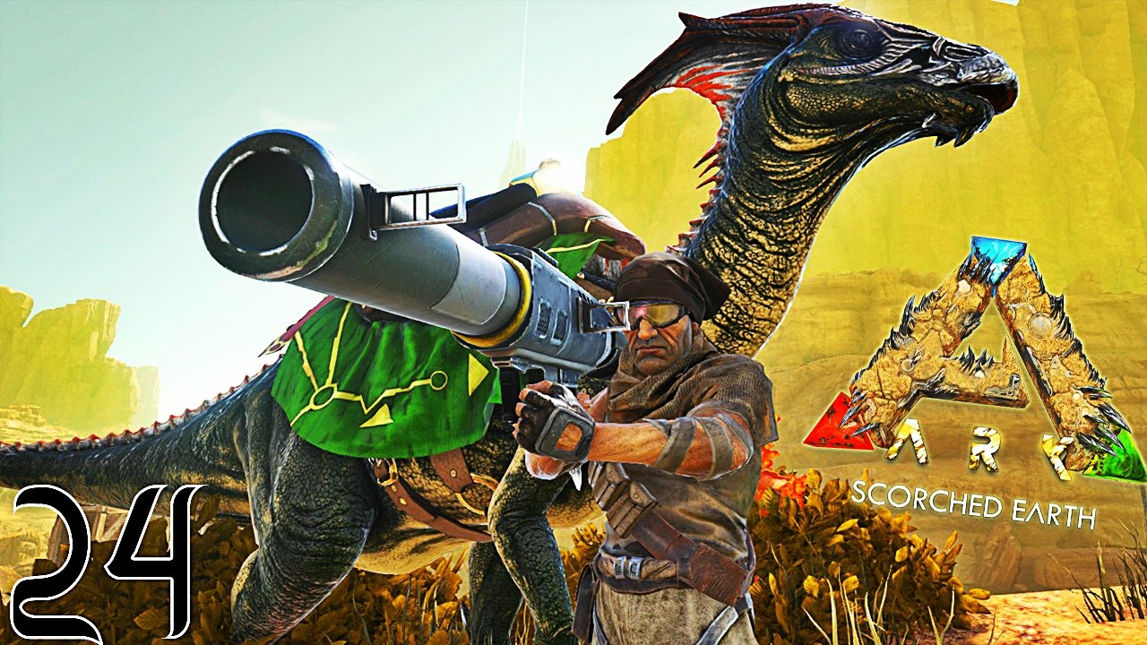 fright night JE CHASSE UN DINOSAURE AU LANCE ROQUETTE ! | ARK: Scorched Earth ! #Ep24