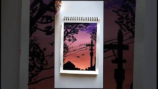 Road side evening view Landscape painting |