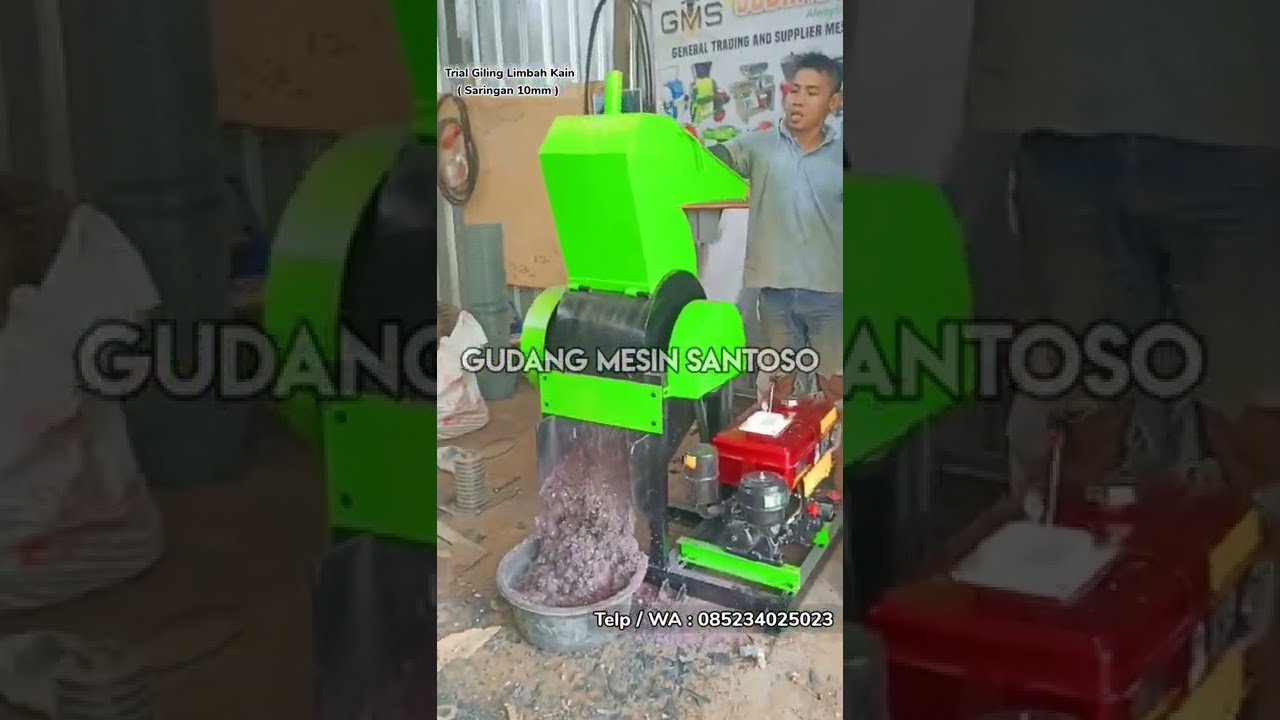 Trial Cacah Limbah Kain Perca / Majun, Pakai Mesin Crusher ( Plastik, Busa, Kain, Dll ) Tipe GX-30
