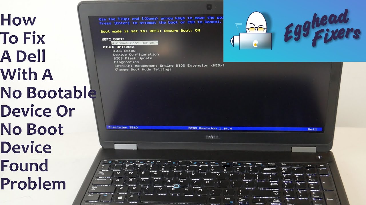 How To Fix A Dell With A No Bootable Device Or No Boot Device Found Problem  by Certified Technician - escueladeparteras