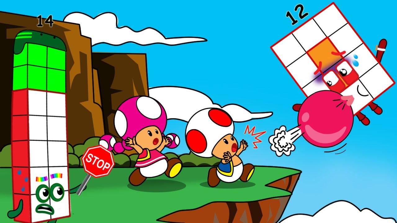Because Toad and Toadette, NB 12 was carried to sky by a bubble| Numberblocks fanmade coloring ...