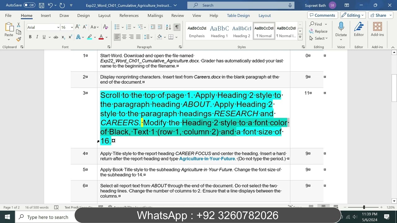 Exp22_Word_Ch01_Cumulative_Agriculture | Word Chapter 1 Cumulative Assessment – Agriculture