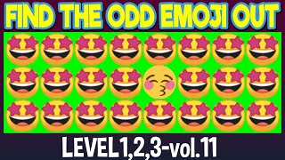 Find THE ODD EMOJI OUT Level 1,2,3 vol 11|Emoji Puzzle Quiz|Find The Difference Emoji