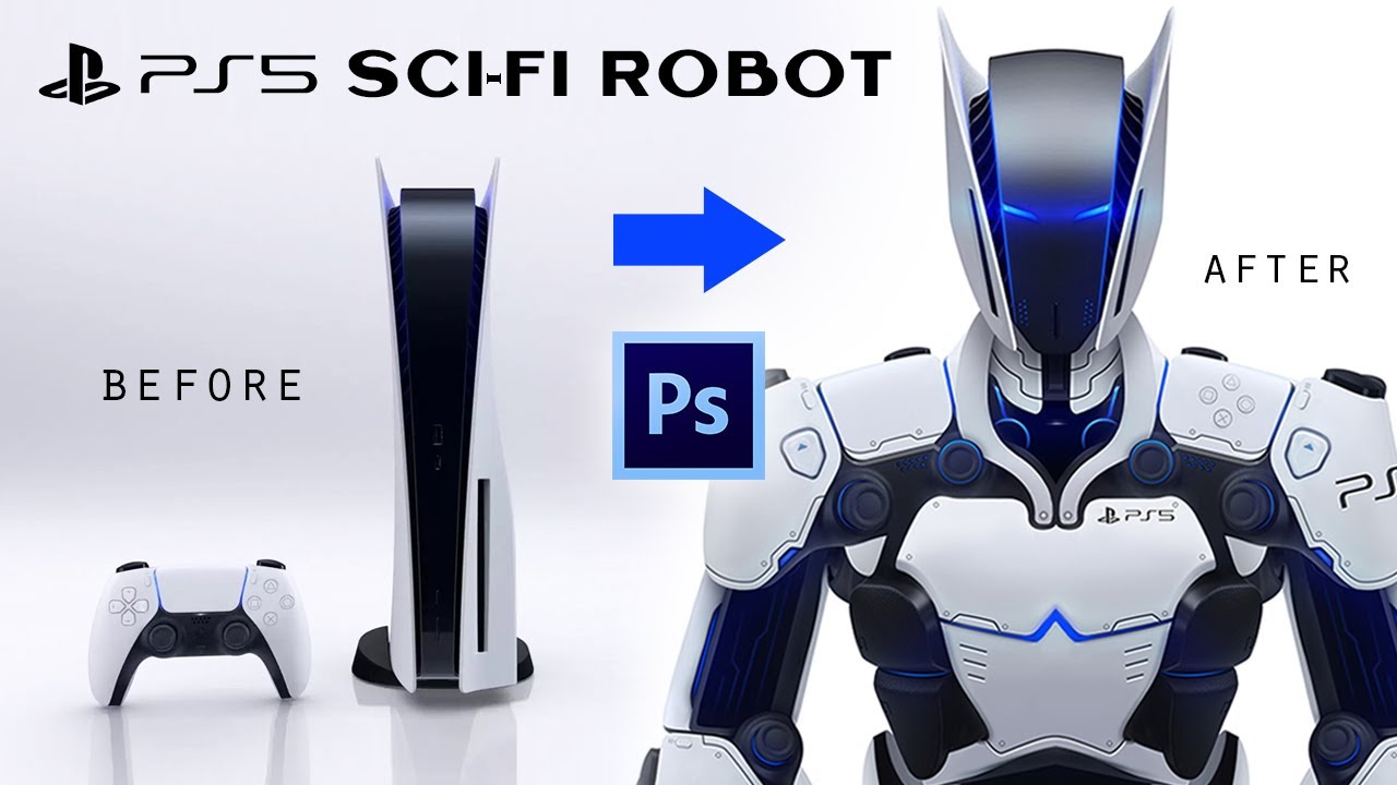 Sci-Fi Robot - Photobash Concept art Timelapse - YouTube
