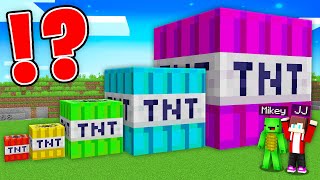 JJ and Mikey Found NEW SECRET TNT of ALL SIZES : Small vs Medium vs Giant in Minecraft Maizen!