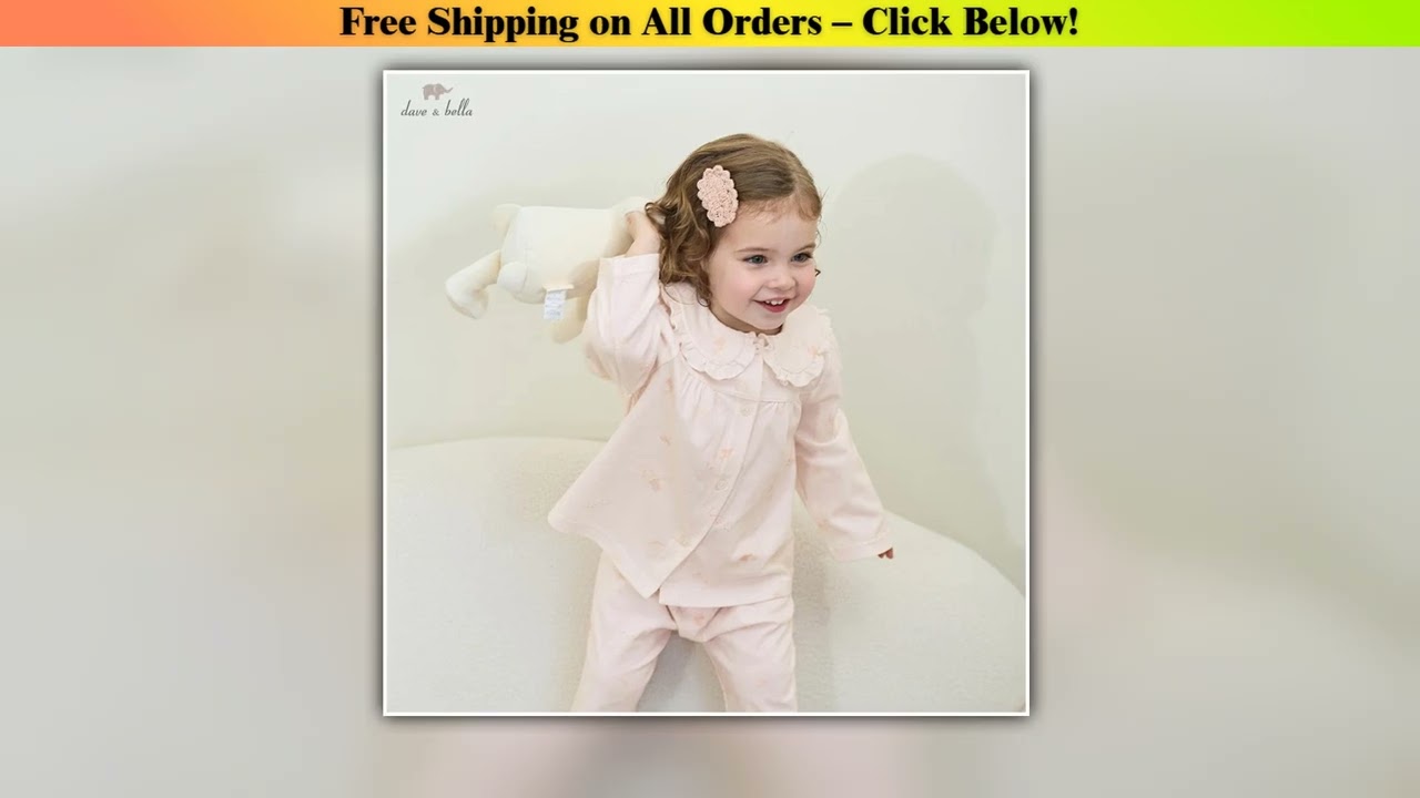 Dave Bella Children Girls Baby Cotton Pajamas Set 2025 New Spring Fashion Casual Sweet Cute