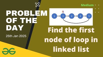 Find the first node of loop in linked list gfg potd today GeeksforGeeks POTD 25th January 2025