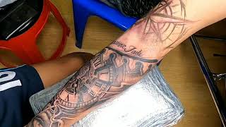 Matang Lion Tattoo - Clock Compass Realism Tattoo