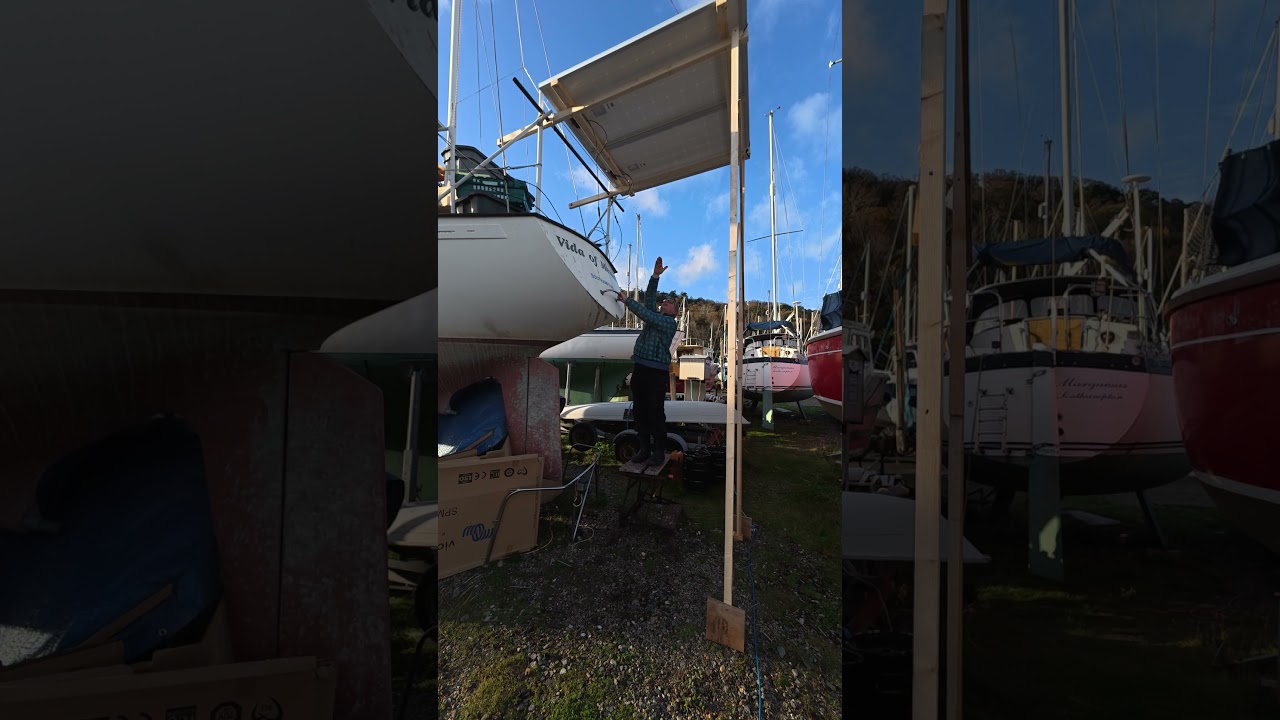⁣More solar power for our electric yacht refit. That's 1,550 watts now connected #boatrefit