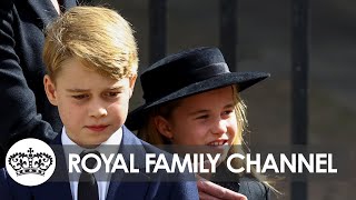 Sombre Scenes as George and Charlotte Join Queen's Coffin Procession